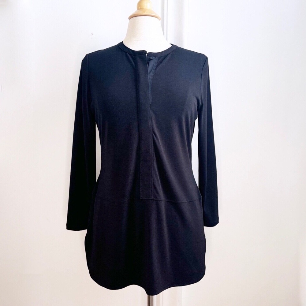 Ralph Lauren Party/Office/Casual Black Tunic Blouse Shirt Top Medium Long Sleeve